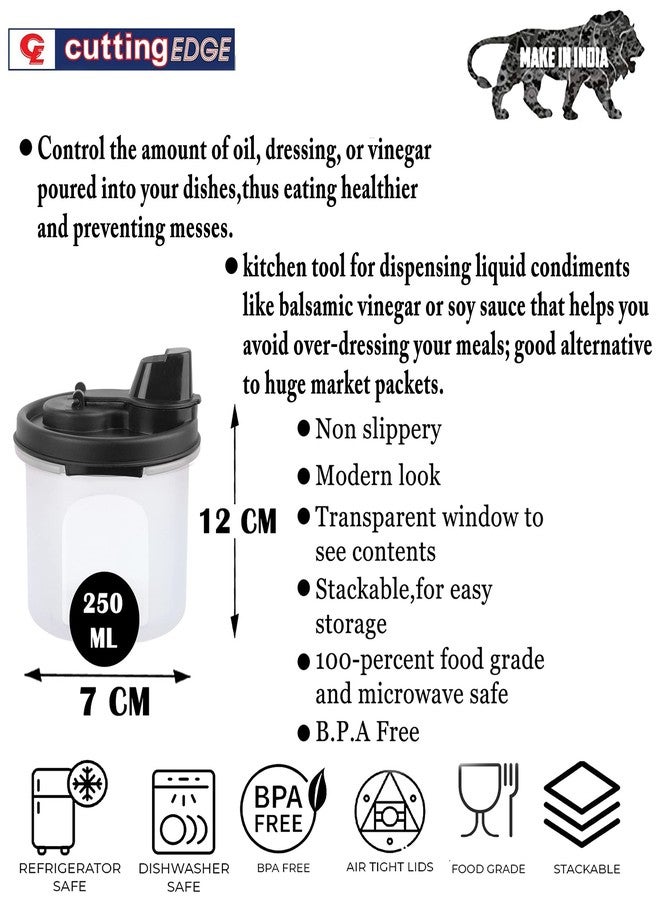 Cutting EDGE Air-Tight & Leak Proof Plastic Oil Pourer - for Vinegar, Sauces, Olive & Refined Oils, Easy Flow, BPA Free, Refrigerator Safe (Black) (Pack of 1, 250ML) - Image 2